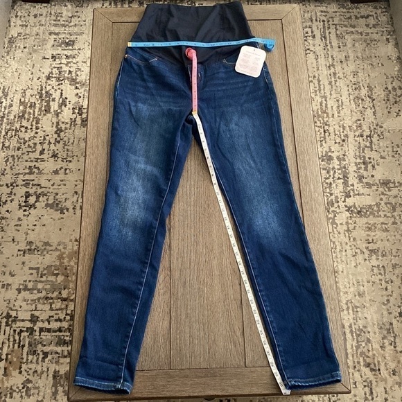 Isabel Maternity Crossover Panel Brushed Back Skinny Maternity Jeans Blue Dusk - Picture 8 of 11